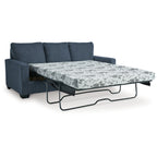 Canapé-lit Anise avec lit gigogne Queen Size, polyester bleu marine