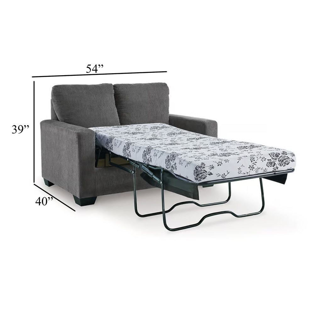 Canapé-lit Anise avec lit gigogne simple, polyester gris étain