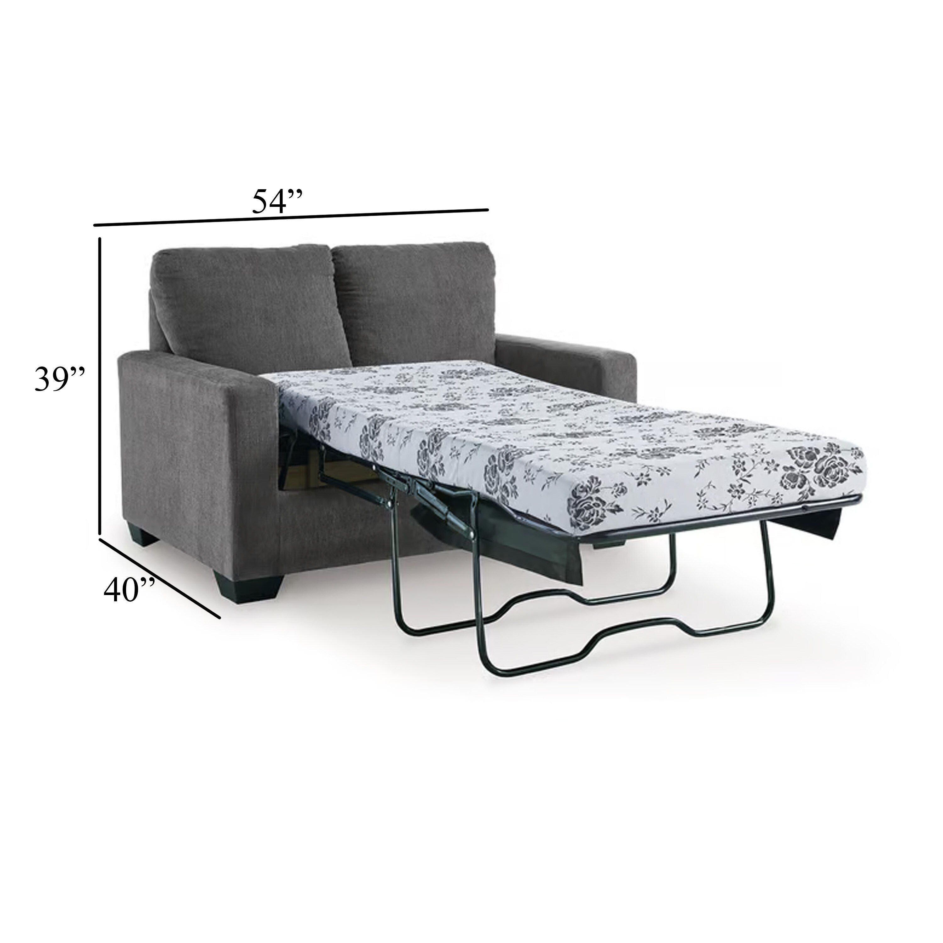 Canapé-lit Anise avec lit gigogne simple, polyester gris étain