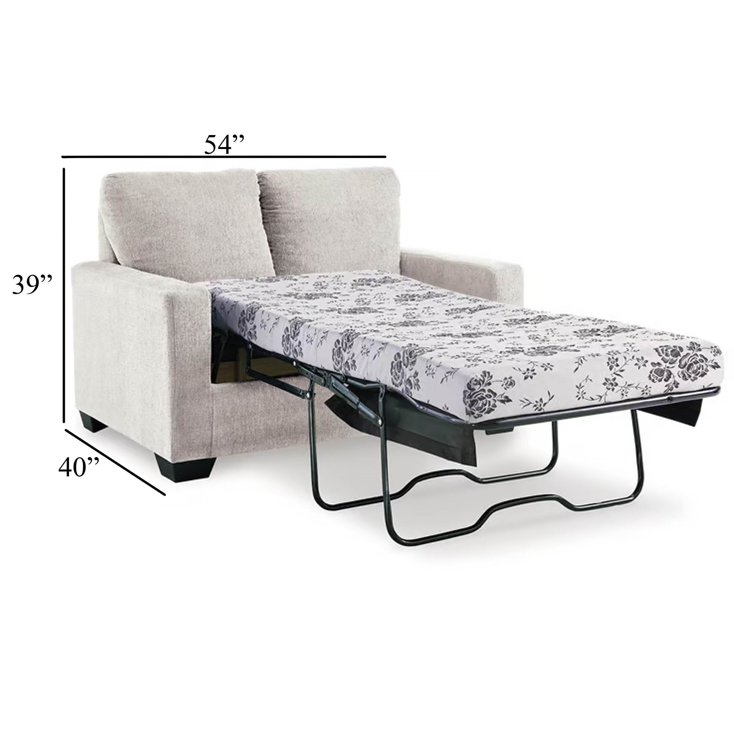 Canapé-lit Anise avec lit gigogne simple, polyester blanc neige