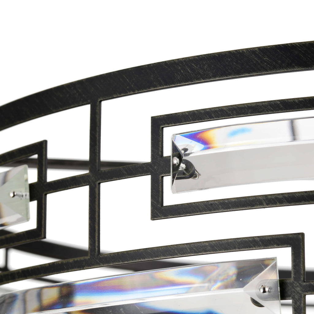 Lustre à abat-jour tambour Anita avec prisme en verre transparent