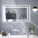 Miroir de salle de bain antibuée rétroéclairé RVB et à éclairage frontal LED