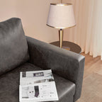 Canapés causeuse en similicuir noir antique du milieu du siècle moderne 65 avec cadre en bois massif et coussin rembourré pour le salon