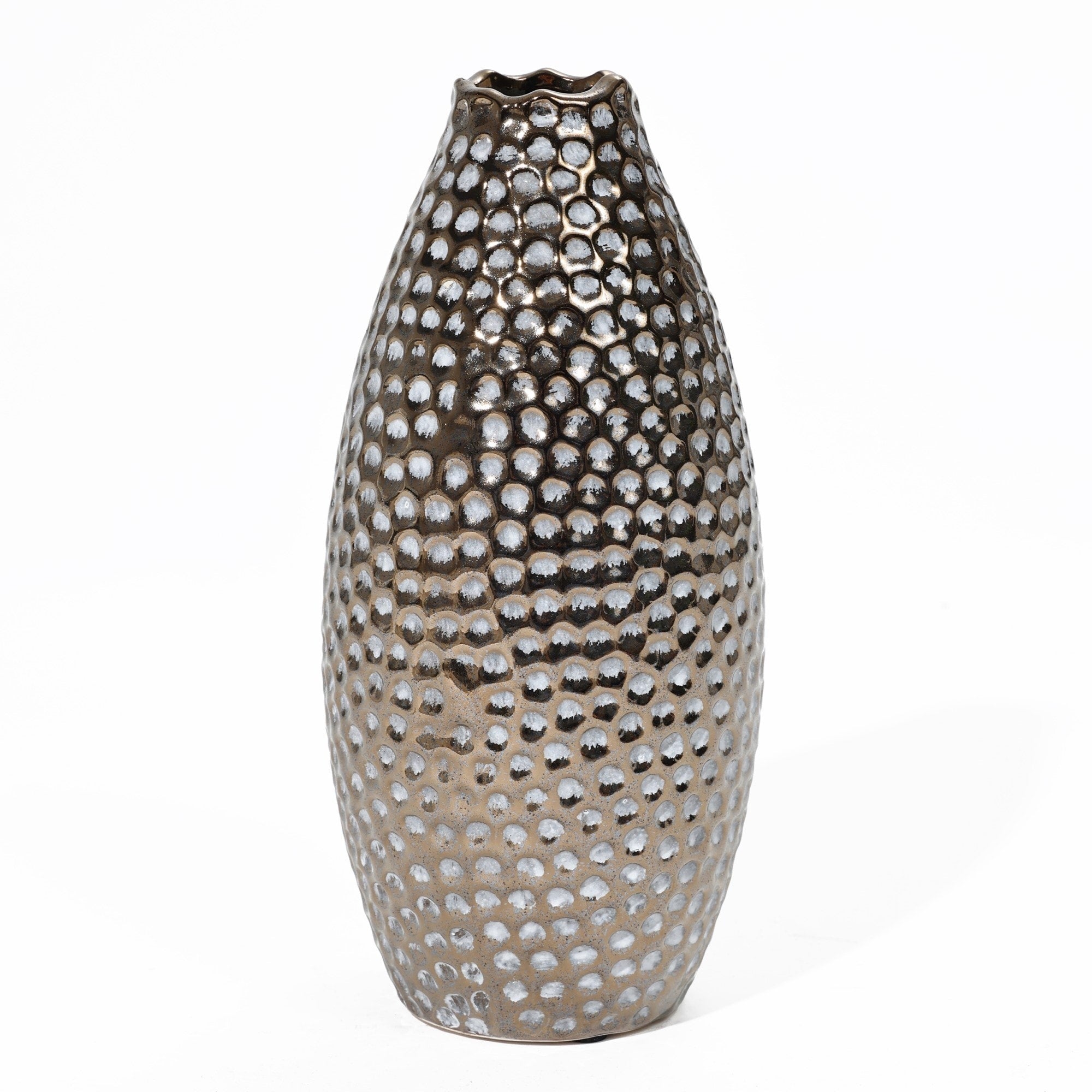 Grand vase en terre cuite à fossettes dorées antiques (simple)