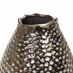 Grand vase en terre cuite à fossettes dorées antiques (simple)