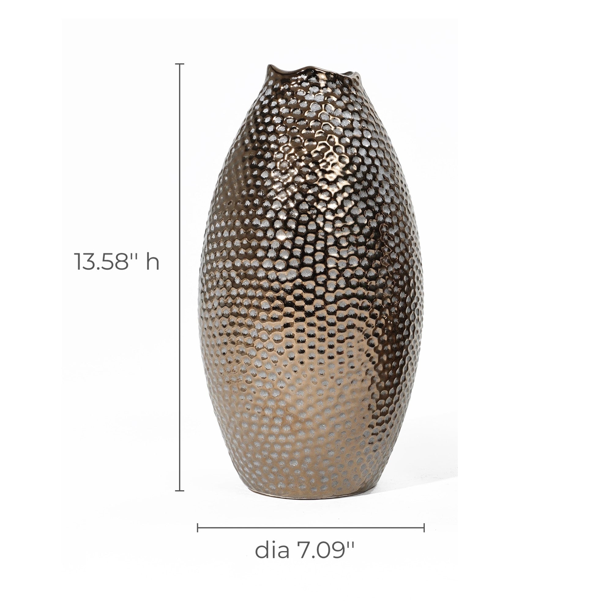 Grand vase en terre cuite à fossettes dorées antiques (simple)