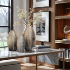 Grand vase en terre cuite à fossettes dorées antiques (simple)