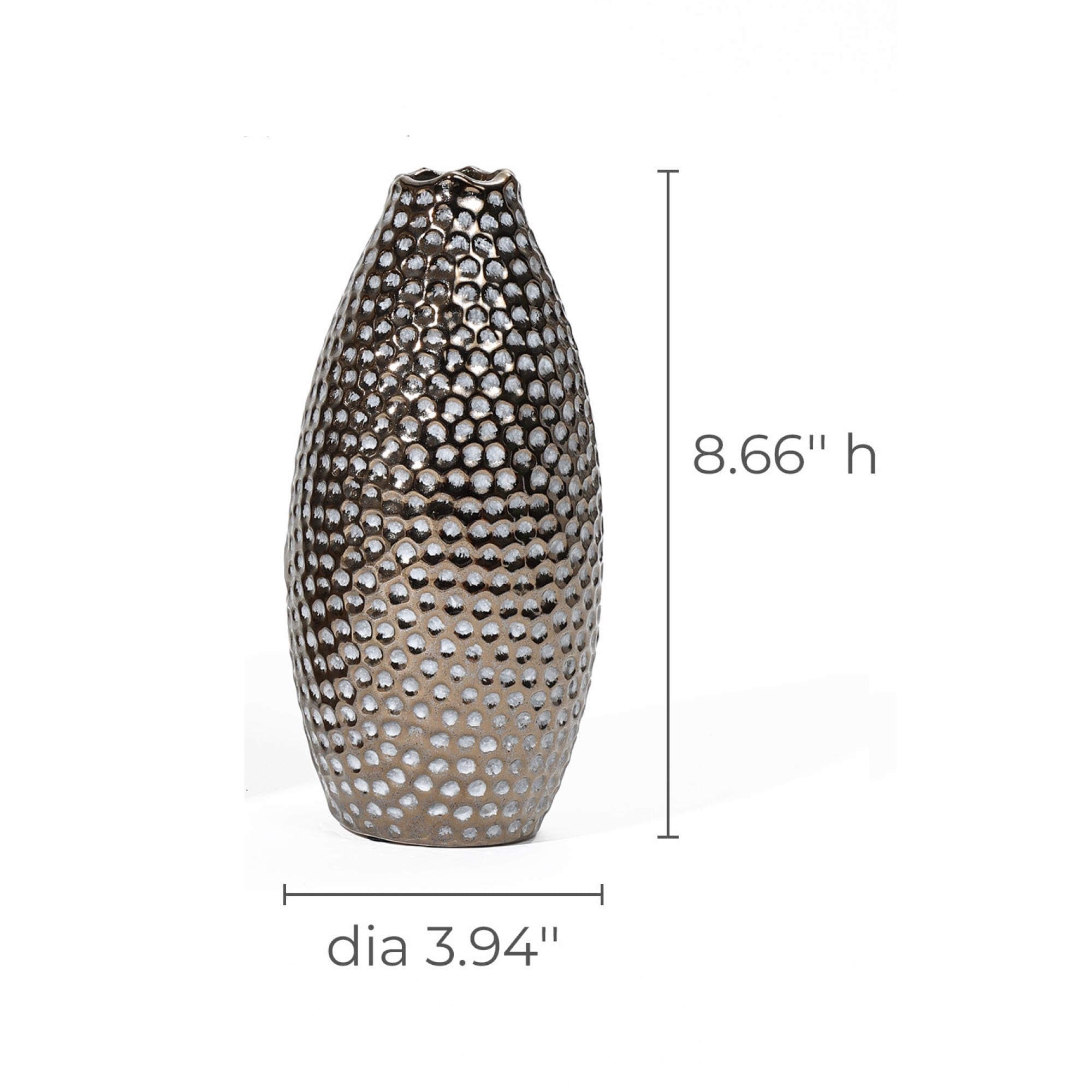 Grand vase en terre cuite à fossettes dorées antiques (simple)