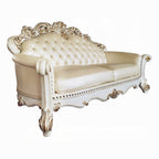 Canapé Antoine, 5 coussins, similicuir champagne, blanc perle, 244 cm