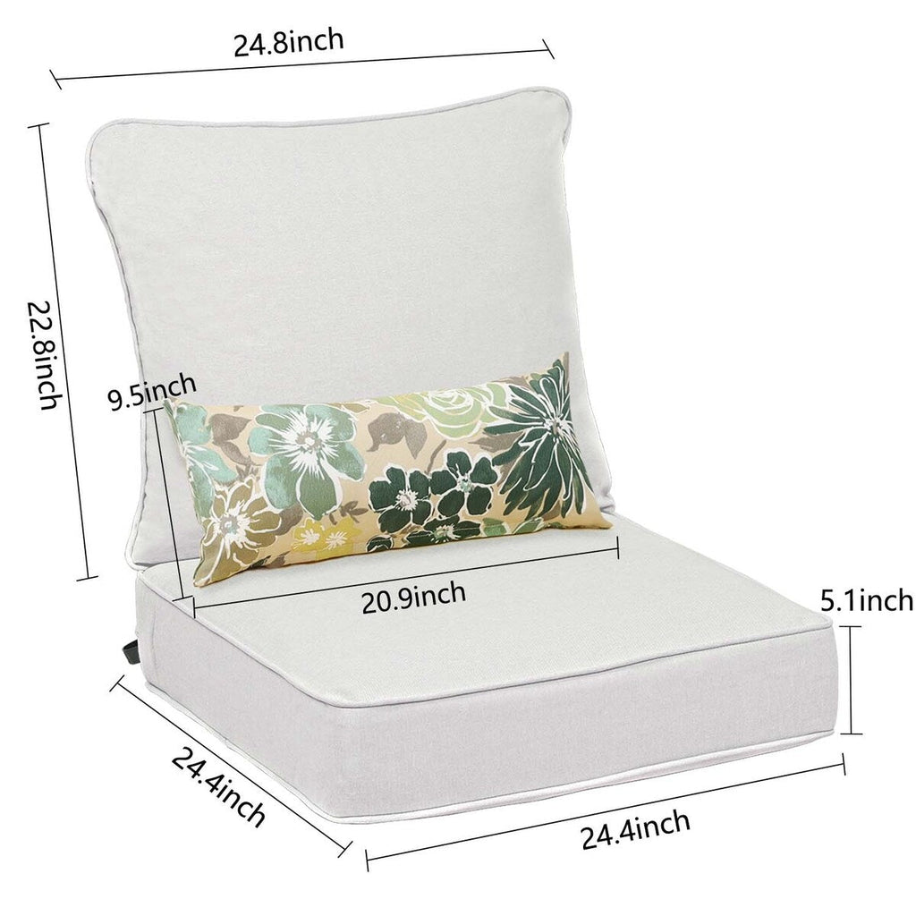 Ensemble de 2 coussins de siège profonds pour meubles de patio d'extérieur Aoodor 24 x 24
