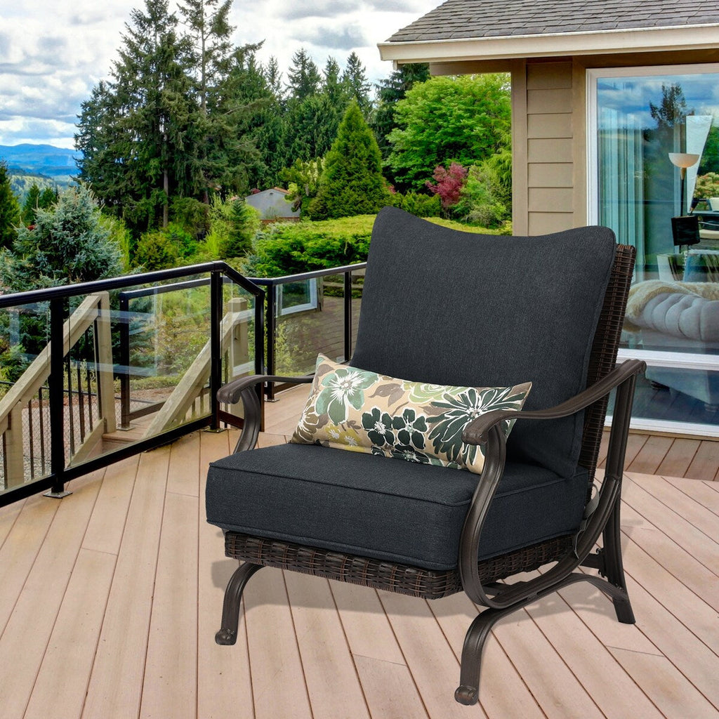 Ensemble de 2 coussins de siège profonds pour meubles de patio d'extérieur Aoodor 24 x 24