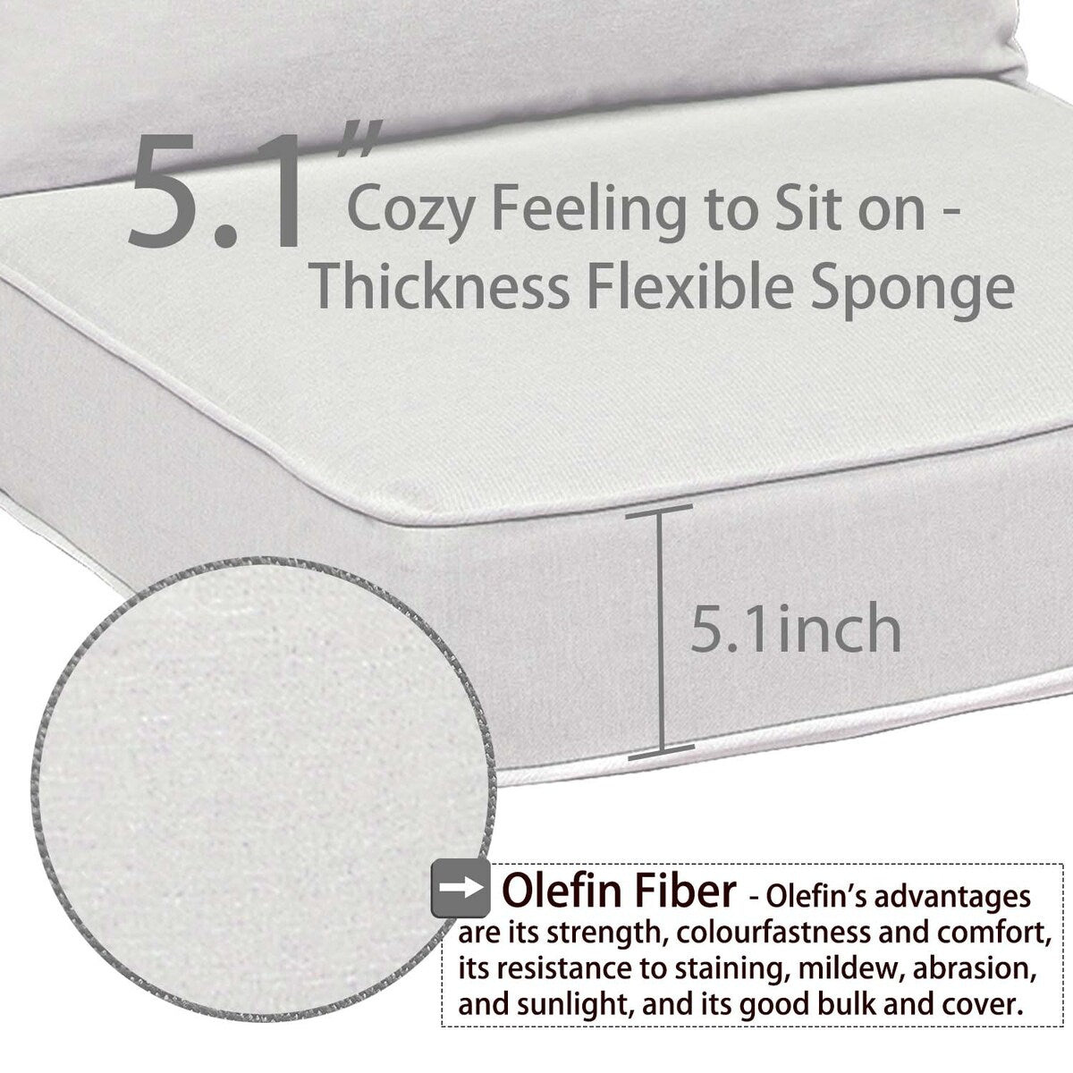 Ensemble de 2 coussins de siège profonds pour meubles de patio d'extérieur Aoodor 24 x 24