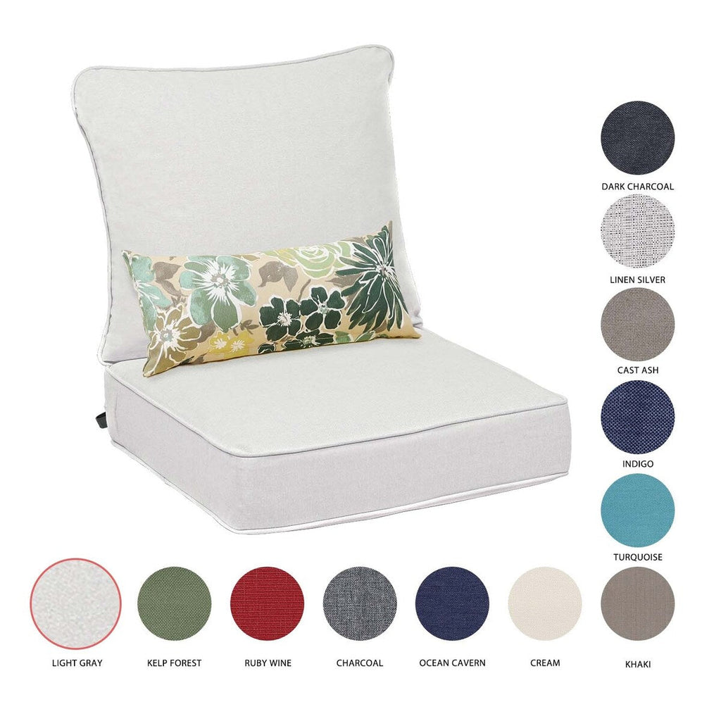 Ensemble de 2 coussins de siège profonds pour meubles de patio d'extérieur Aoodor 24 x 24