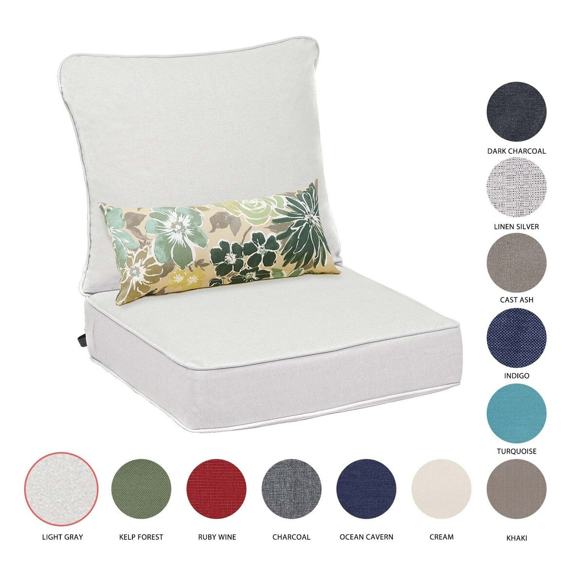 Ensemble de 2 coussins de siège profonds pour meubles de patio d'extérieur Aoodor 24 x 24