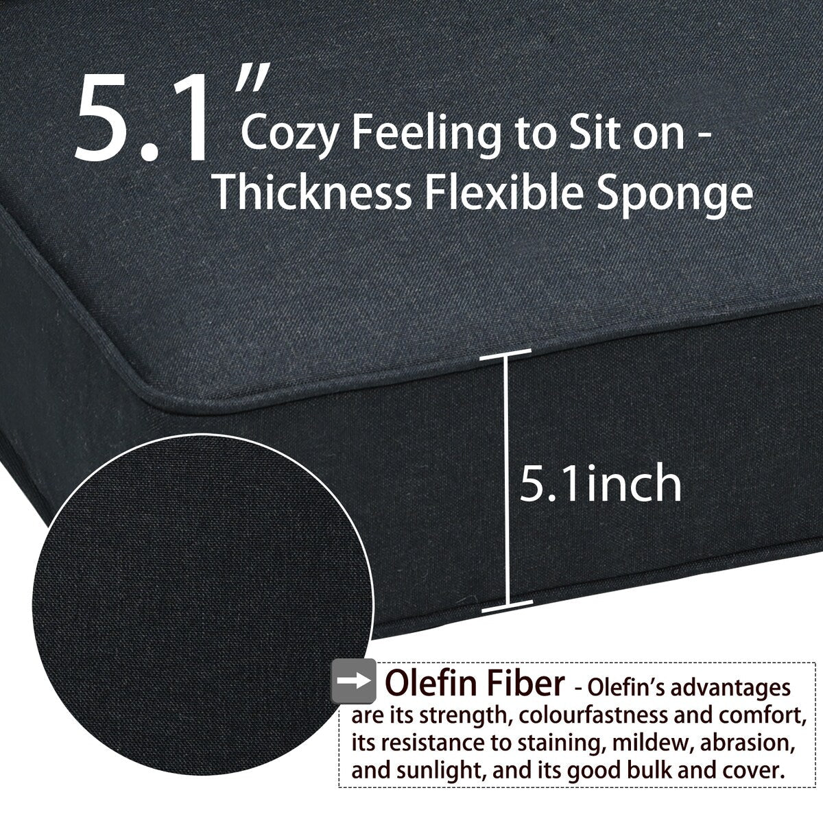 Ensemble de 2 coussins de siège profonds pour meubles de patio d'extérieur Aoodor 24 x 24