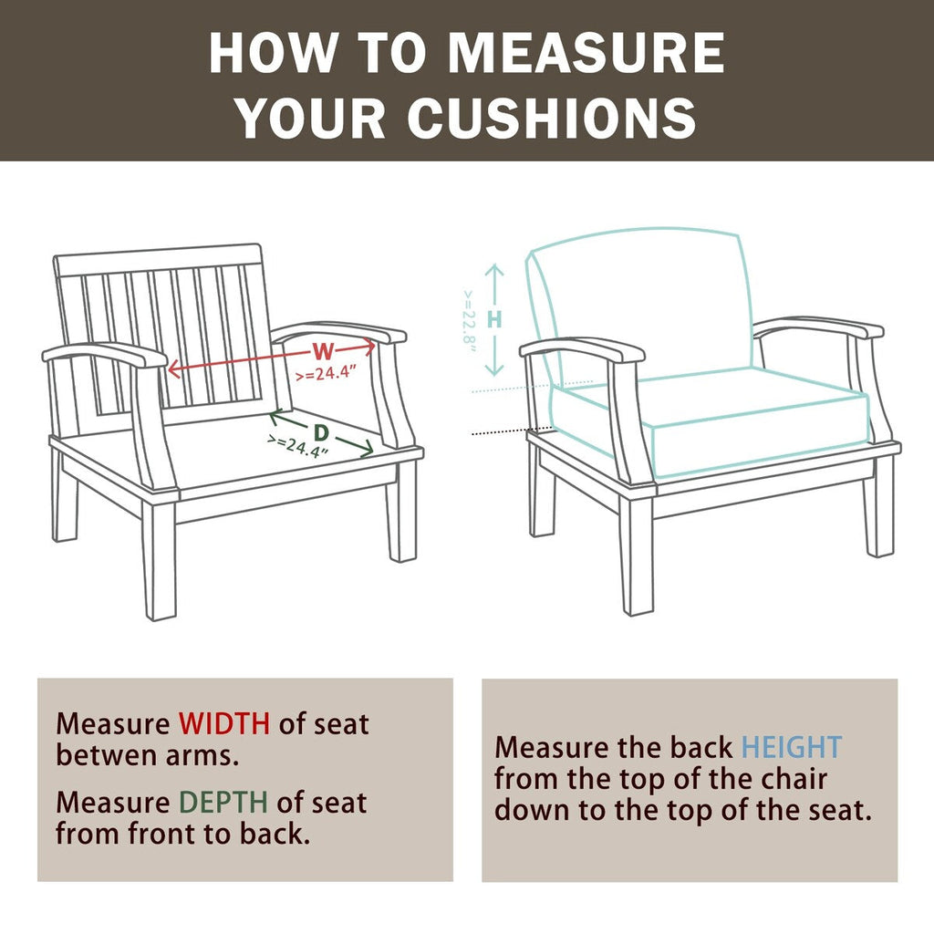Ensemble de 2 coussins de siège profonds pour meubles de patio d'extérieur Aoodor 24 x 24