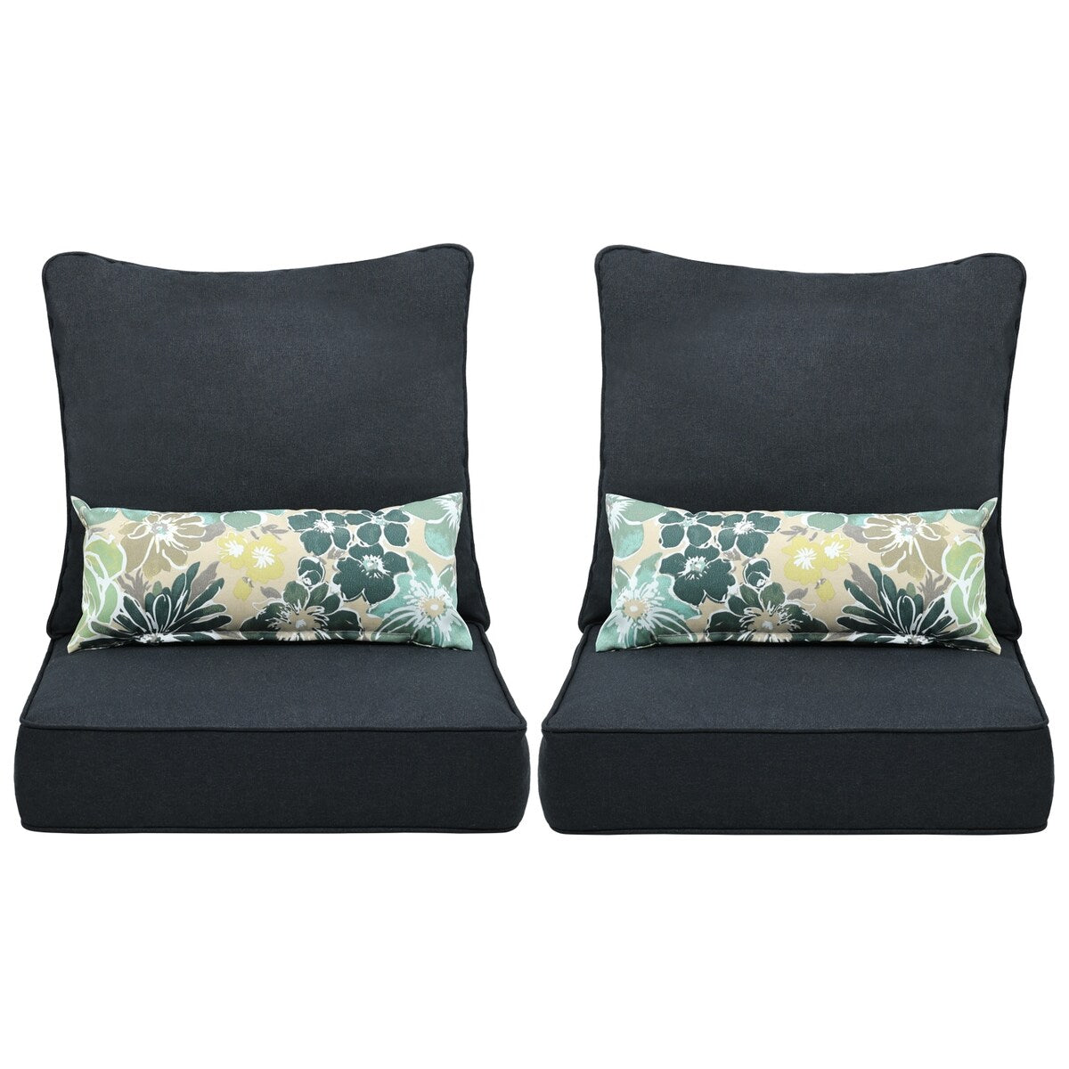 Ensemble de 2 coussins de siège profonds pour meubles de patio d'extérieur Aoodor 24 x 24