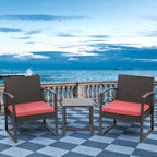 Ensemble de meubles de jardin Aoodor 3 pièces : chaises d'extérieur en rotin avec table et canapé, coussins inclus – N/A