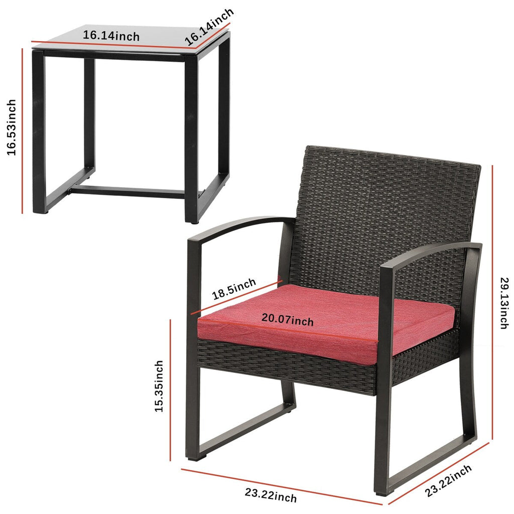 Ensemble de meubles de jardin Aoodor 3 pièces : chaises d'extérieur en rotin avec table et canapé, coussins inclus – N/A