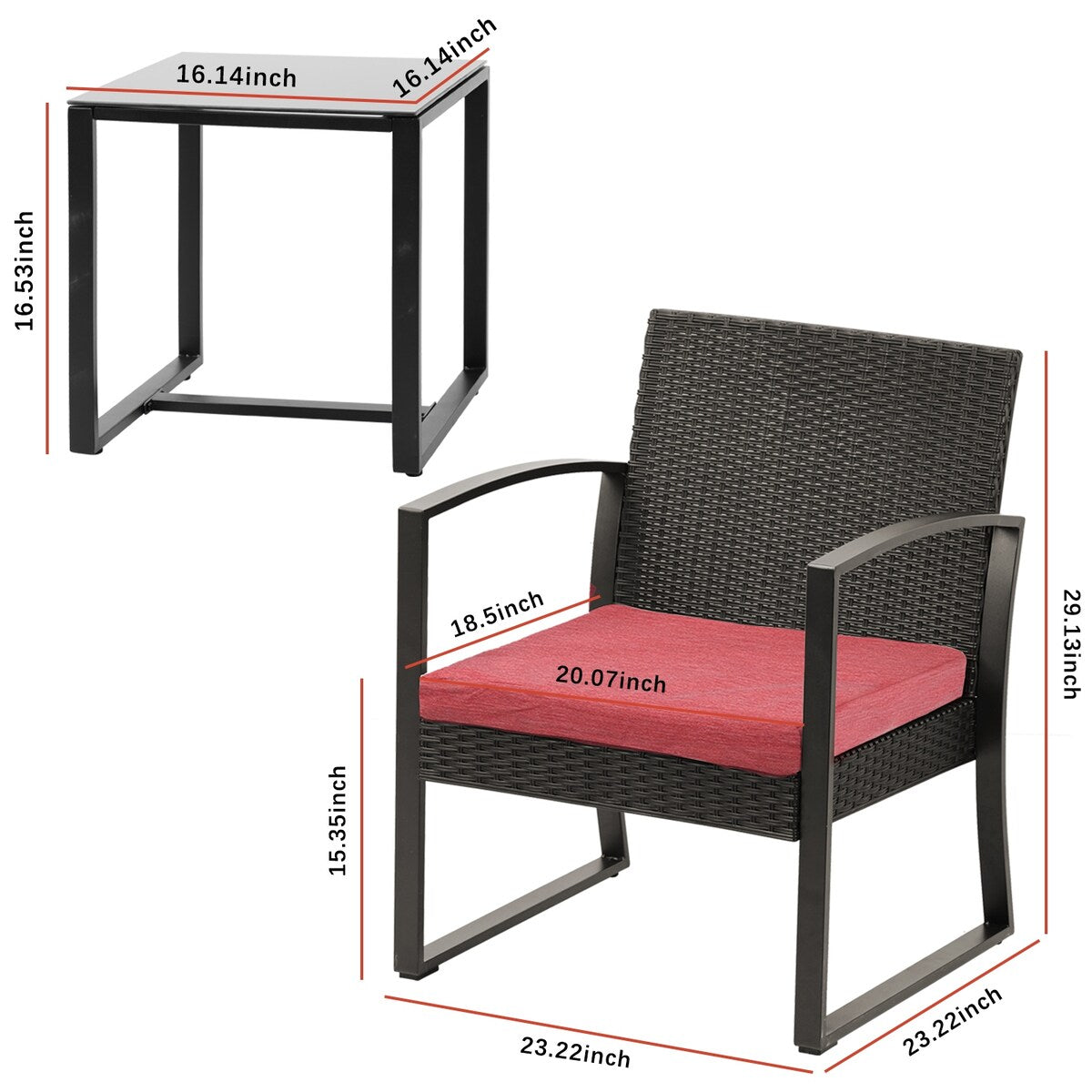 Ensemble de meubles de jardin Aoodor 3 pièces : chaises d'extérieur en rotin avec table et canapé, coussins inclus – N/A