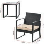 Ensemble de meubles de jardin Aoodor 3 pièces : chaises d'extérieur en rotin avec table et canapé, coussins inclus – N/A