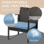 Ensemble de meubles de jardin Aoodor 3 pièces : chaises d'extérieur en rotin avec table et canapé, coussins inclus – N/A