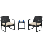 Ensemble de meubles de jardin Aoodor 3 pièces : chaises d'extérieur en rotin avec table et canapé, coussins inclus – N/A