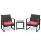 Ensemble de meubles de jardin Aoodor 3 pièces : chaises d'extérieur en rotin avec table et canapé, coussins inclus – N/A