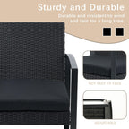 Ensemble de meubles de jardin Aoodor 3 pièces : chaises d'extérieur en rotin avec table et canapé, coussins inclus – N/A