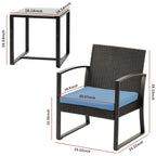 Ensemble de meubles de jardin Aoodor 3 pièces : chaises d'extérieur en rotin avec table et canapé, coussins inclus – N/A