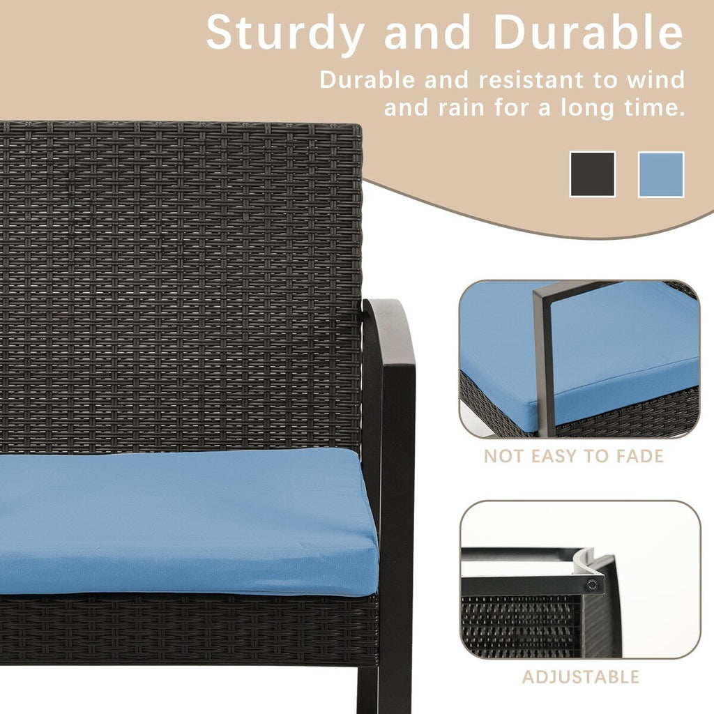 Ensemble de meubles de jardin Aoodor 3 pièces : chaises d'extérieur en rotin avec table et canapé, coussins inclus – N/A