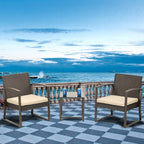 Ensemble de meubles de jardin Aoodor 3 pièces : chaises d'extérieur en rotin avec table et canapé, coussins inclus – N/A