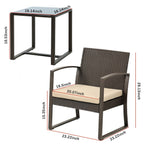 Ensemble de meubles de jardin Aoodor 3 pièces : chaises d'extérieur en rotin avec table et canapé, coussins inclus – N/A