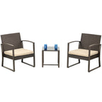 Ensemble de meubles de jardin Aoodor 3 pièces : chaises d'extérieur en rotin avec table et canapé, coussins inclus – N/A