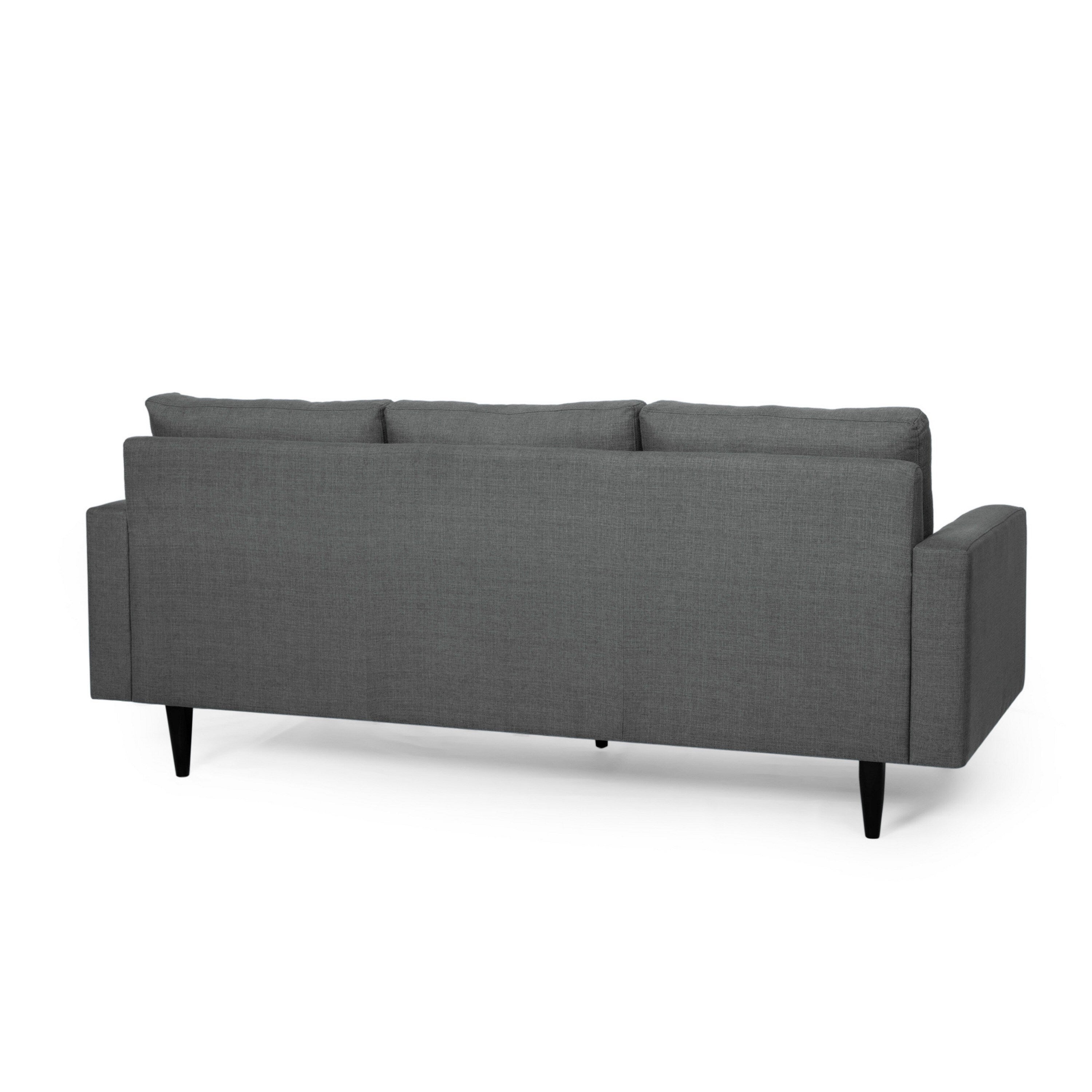 Canapé Apex, 3 places, 83 pouces, capitonné classique, tissu gris foncé