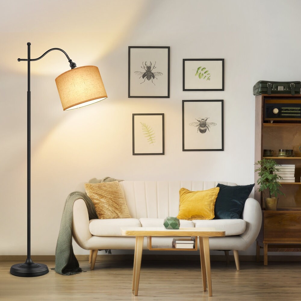 Lampadaire arqué avec télécommande, lampe sur pied rétro 67 pouces avec 4 températures de couleur, lampes hautes en métal pour salon et chambre à coucher - N/A