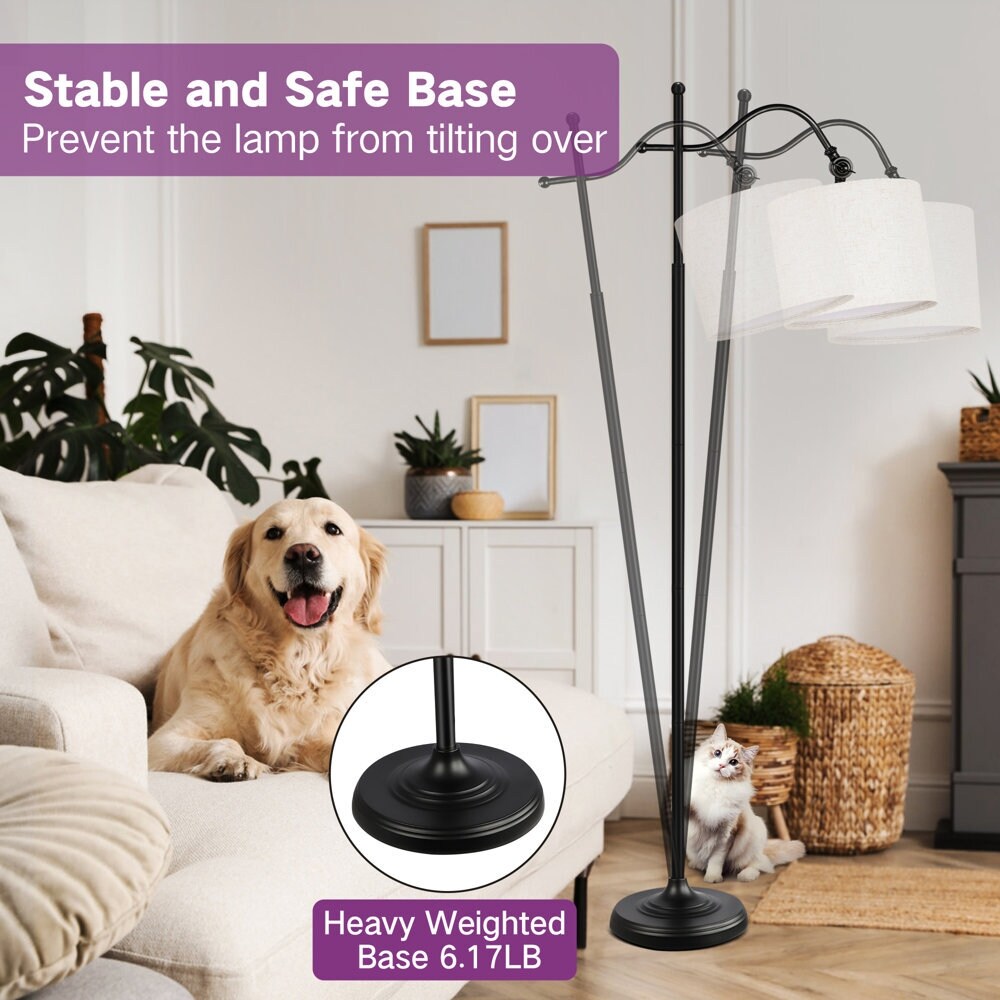 Lampadaire arqué avec télécommande, lampe sur pied rétro 67 pouces avec 4 températures de couleur, lampes hautes en métal pour salon et chambre à coucher - N/A