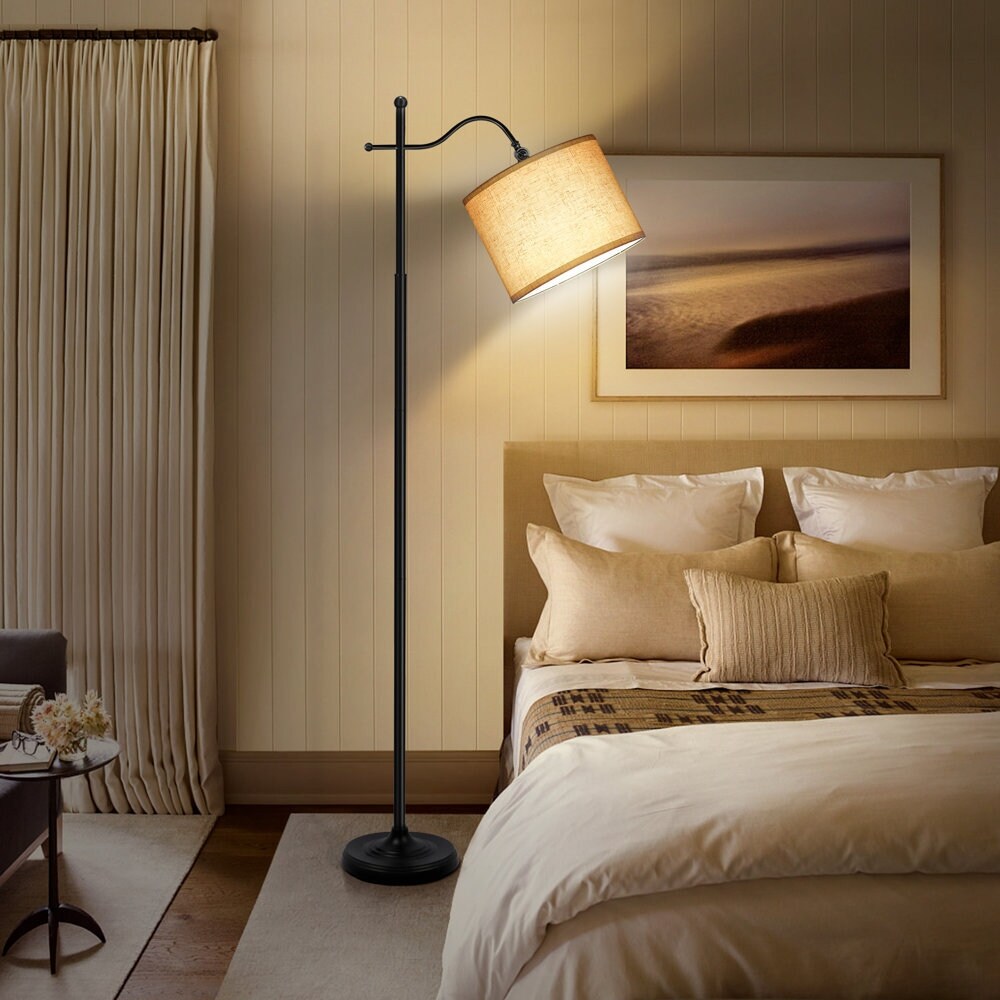 Lampadaire arqué avec télécommande, lampe sur pied rétro 67 pouces avec 4 températures de couleur, lampes hautes en métal pour salon et chambre à coucher - N/A