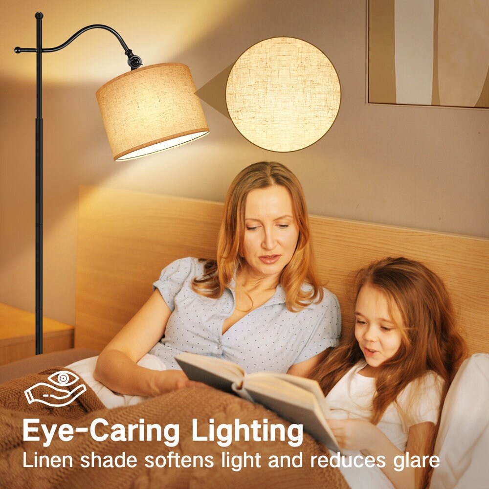 Lampadaire arqué avec télécommande, lampe sur pied rétro 67 pouces avec 4 températures de couleur, lampes hautes en métal pour salon et chambre à coucher - N/A