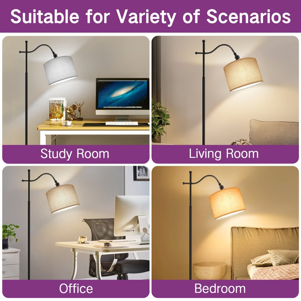 Lampadaire arqué avec télécommande, lampe sur pied rétro 67 pouces avec 4 températures de couleur, lampes hautes en métal pour salon et chambre à coucher - N/A