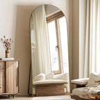 Miroir de sol en bois arqué pleine longueur, miroir mural