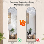 Miroir arqué pleine longueur, 16 x 59, miroir mural, sur pied, grand miroir arqué avec support, cadre en alliage d'aluminium