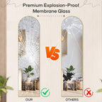 Miroir arqué pleine longueur, 16 x 59, miroir mural, sur pied, grand miroir arqué avec support, cadre en alliage d'aluminium