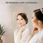 Miroir arqué pleine longueur, 16 x 59, miroir mural, sur pied, grand miroir arqué avec support, cadre en alliage d'aluminium