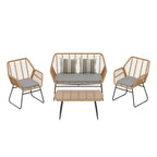 Ensemble de salon de jardin Arden 4 pièces en osier avec coussins