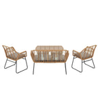 Ensemble de salon de jardin Arden 4 pièces en osier avec coussins