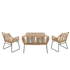 Ensemble de salon de jardin Arden 4 pièces en osier avec coussins