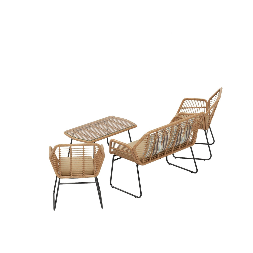 Ensemble de salon de jardin Arden 4 pièces en osier avec coussins