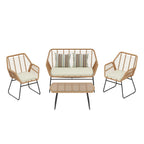 Ensemble de salon de jardin Arden 4 pièces en osier avec coussins