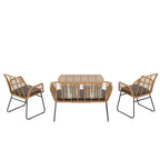Ensemble de salon de jardin Arden 4 pièces en osier avec coussins